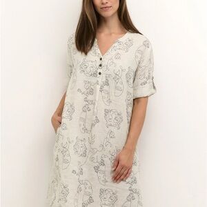 Elegant Cream Printed Dress